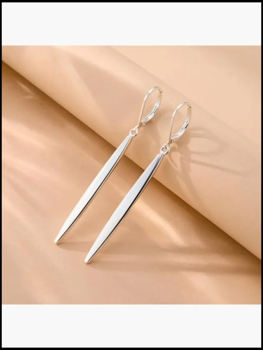 Sterling Silver Gold Plated Long Dangle Drop Earrings Minimalist Leverback - Picture 6 of 7